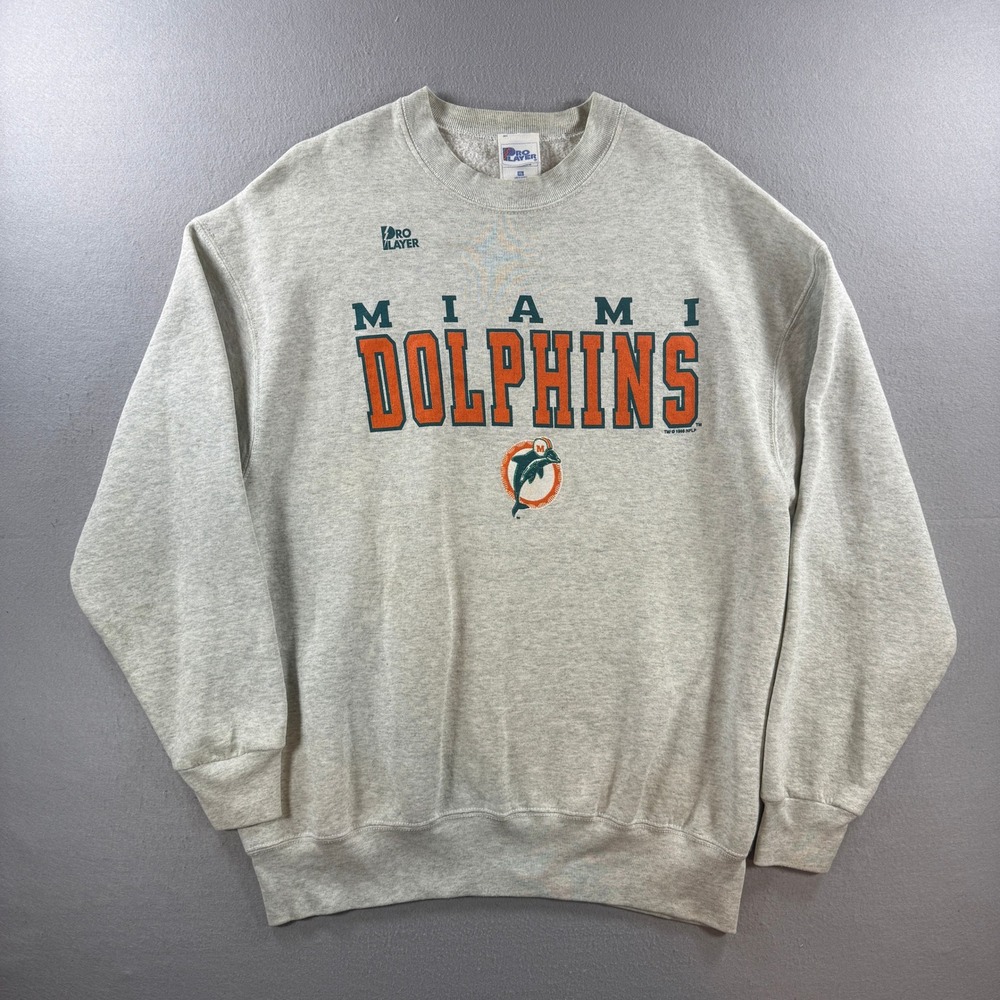 Vintage Miami Dolphins Sweatshirt Mens 2XL Gray Crew NFL Football 90s Pro Player